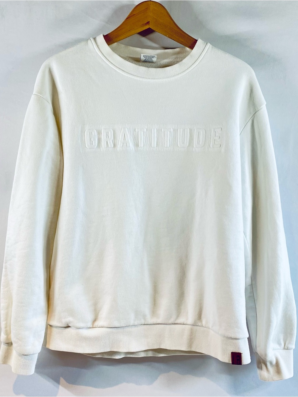 Little Bipsy "Gratitude" Embossed White Sweatshirt, size M